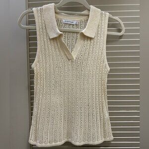 Crochet Sleeveless Polo Tank Top